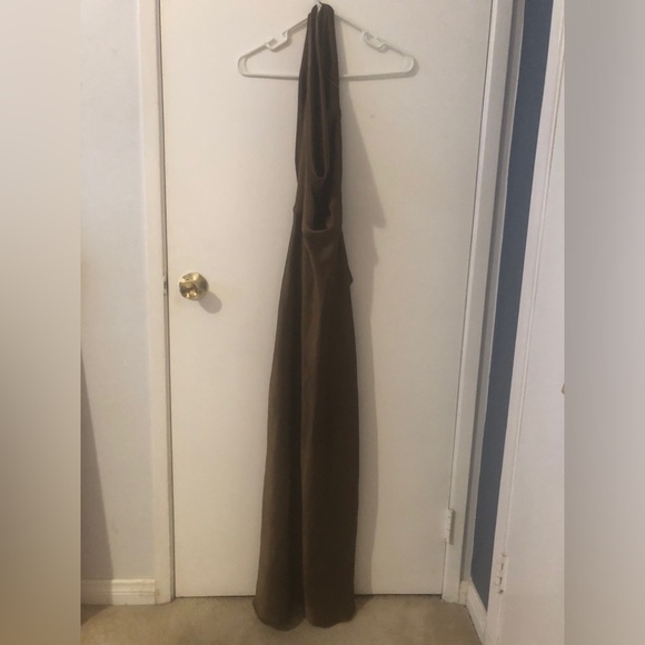 Zara Satin Effect Backless Brown Maxi Dress size XS - Picture 3 of 10